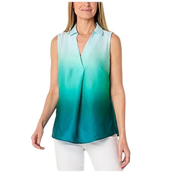 NWT Liz Claiborne Green Ombree Satin Sleeveless Blouse Sz XL petite - Picture 1 of 6